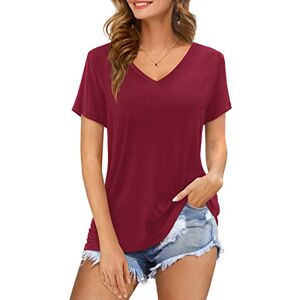 Florboom Womens Tunic Tops Short Sleeve Summer Swing Shirts Clothes Burgundy Size 14 16