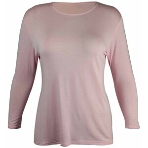 Purple Hanger Womens New Plain Long Sleeve Casual Top Ladies Basic Stretch Fit Crew Neck Everyday T-Shirt Tops Plus Size Baby Pink Size 22-24