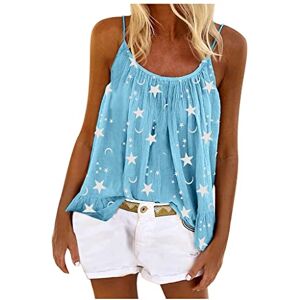 Summer Tops For Women Uk 0414a14804 Vest Tops O Neck Women Red T Shirt Womens Plus Size Sleeveless Tshirt For Women Uk Tank Camisole Tops Spaghetti Strap Star And Moon Print Tops Strappy Fla Tops Shirt Top Blue Clearance Size 8-18