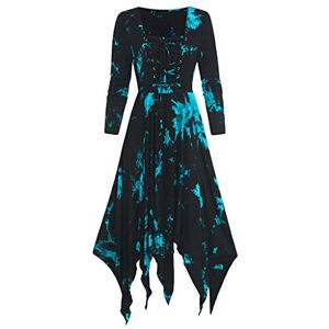 HAOLEI Gothic Dress Women UK Clearance Tie-Dye Renaissance Dress Vintage Medieval Victorian Dress Goth Retro Punk Halloween Dress Y2K Party Costumes Long Sleeve A-Line 80s Fancy Dress Ladies Green