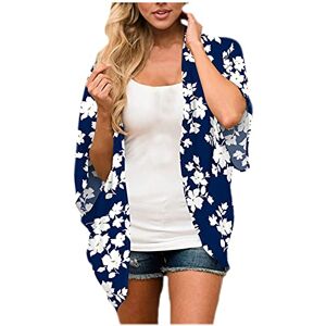 Generic Summer Womens Floral Printed Puff Sleeve Chiffon Kimono Cardigan Loose Cover Up Casual Blouse Tops Short Sweater for Women