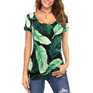 Florboom Ladies Tops Tunic Summer Tee Shirts Long Length Tshirt, Leaf Green Size 12-14