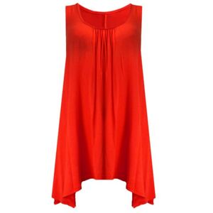 Candid Styles Ladies Summer Tops Womens Sleeveless Hanky Hem Vest Top Tunic Ladies Blouse Loose Fit Flared Swing Dress Plus Size 20-22, Red