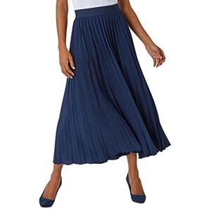 Roman Originals Pleated Skirt for Women UK Ladies Maxi Midi Crinkle Summer Smart Casual Evening Special Occasion Elasticated Waistband Party Holiday Long Crepe - Plain Navy - Size 18