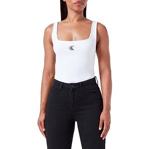 Calvin Klein Jeans Women's Ck Rib Tank Top Other Knit Tops, White, XS