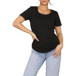 Be Jealous Fashion Star Womens Cotton Plain Scoop Neck Cap Sleeve Basic Regular Fit T-Shirts Size S-XXL Plain Cotton T-Shirt Black Small (UK 8)