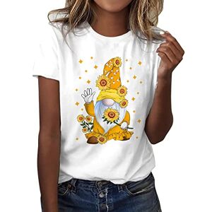 Nqyios Women's Classic Version Type Cotton Short Sleeve Crewneck T Shirt Fun Printed Festival Turtle Tees White