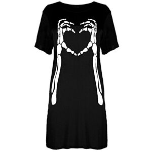 Be Jealous Fashion Star Womens Halloween Skeleton Heart T Shirt Dress Black Plus Size (UK 16/18)