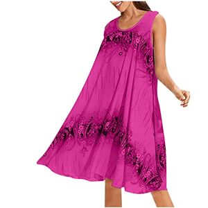 Generic L-463 Purple Ladies Sleeveless Dress Paisley Loose Fit Dress for Juniors Crew Neck Beach Lounge Victorian Hawaiian Midi Summer Fall Dress 2024 Soft Comfy Clothing Trendy 93 XXL