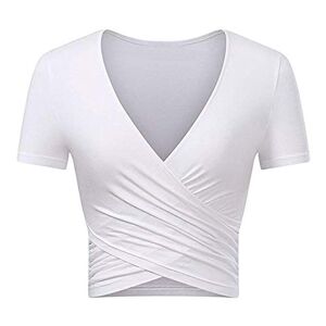 Summer Tops For Women Uk 0307a120401 Crop Top Summer Tops for Women UK Short Sleeved Shirts V Neck Tops White Top Blouses Elegant Slim Fit Plain Top Shirts Women Deep Unique Slim Fit Coss Wrap Tops XL Work Offiece Blouses