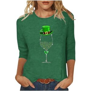 HAOLEI Womens 3/4 Sleeve Top St Patricks Day T Shirt Ladies Cozy Shamrock Tunic Tops Ireland Green Cute T-Shirts Loose Crewneck Blouse Casual Tees Baggy Jumper Holiday Pullover Clearance