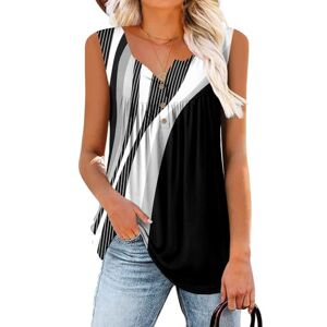 CHICZONE Women's Casual Shirts Blouses Tank Tops Summer V Neck Sleeveless Tunic Flowy