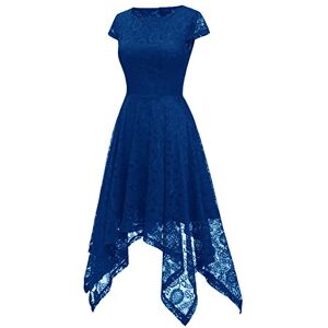 Cyber Monday-->add To Your Cart Now AMhomely Work Dresses for Women UK 50s Autumn Office Dress Women's Grenadine Hollow Out Round Neck Evening Dress Party Dress Elegant Party A Line Swing Dresses Sale Clearance, 09 Blue, M