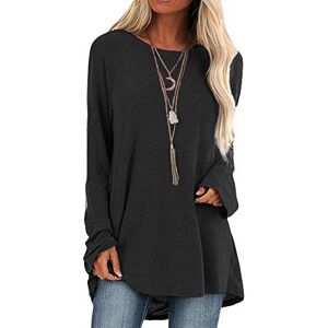 Achinel Women's Baggy Tunic Top Plus Size Dandelion Printed Long Sleeve T Shirts Ladies Pullover Jumper Blouse 4XL Black