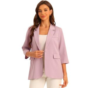 Allegra K Work Office Stretch Blazer for Women's Lapel Collar Dressy Casual Suit Jacket Pink XL