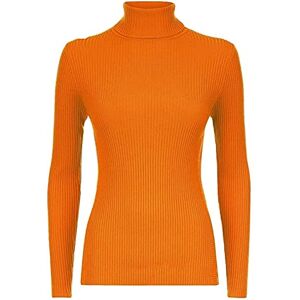 Purple Hanger Womens Polo Neck Turtle High Roll Neck Plain Ribbed Long Sleeve Ladies Casual Stretch T-Shirt Basic Pullover Jumper Warm Winter Wear Slim Fit Top Plus Size 8-26 (24-26, Orange)