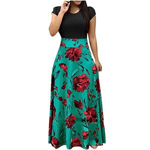 AMhomely Summer Dress for Women Sale UK Clearance Fashion Ladies Short Sleeve Floral Boho Printing Long Dress Ladies Casual Dress Party Elegant Dresses Beach Casual Dress