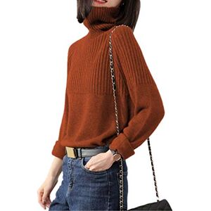 Cashmere Sweaters Women Loose Jumpers Wool Knit Split Thick Turtleneck Pullover Winter - beige - Large