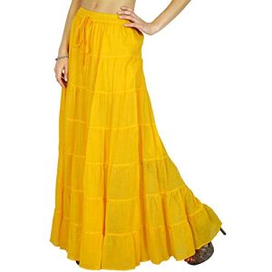 Phagun Resort Wear Skirt Long Maxi Skirt Beach Wear Cotton Summer Wear, Yellow, 18