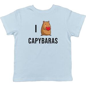 Shopagift I Love Capybara Kids T-Shirt Cute Animal Childrens Tee Gift Light Blue