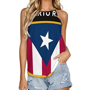 Generic041 Puerto Rico Flag Fashion Tank Top for Women Summer Crew Neck T Shirts Sleeveless Yoga Blouse Tee L