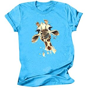 Funaloe 2023 Summer Tops For Women Uk Clearance Sale FunAloe Summer Top 20 Womens Blouses Elegant Casual Giraffe Print Crewneck Short Sleeve T-Shirt Top Shirts Women Loose Tops Blue XXL Womens Tops Work Blouses Clearance UK Size Mothersday Gifts