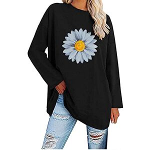 Amhomely Sale Clearance Long Sleeve T Shirts Women Tunic Tops Sale Clearance UK Women Floral Print Long Sleeve Loose Tops Crewneck Blouses Basic Shirt Ladies Oversized Blouses Jumper Pullover