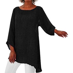 Generic Striped Shirt Sequin Top Women Plus Size Long Sleeve Irregular Hem Linen Baggy Blouse Shirt Women's Summer Tunic Tops Plunder Women's Mesh Top, black, Large