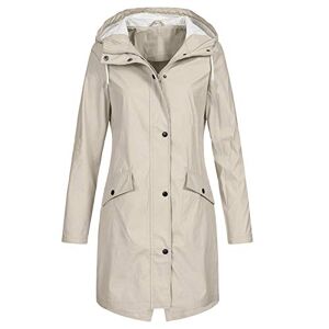 Dantazz Rain Long Hoodie Women's Coat Solid Jacket Color Windproof Outdoor Waterproof Women's Coat Cotton Fleece Jacket Women (a-Beige, M)