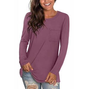 HOTGIFT Womens Casual Christmas Tops Long Sleeve Crewneck T-Shirts Loose Pocket Tunics Blouse Purple Red XX-Large