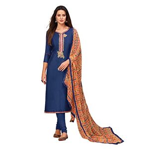 SB Traders Readymade Indian Style Cotton Fabric Churidar Designer Salwar Suit for Women (3 Piece Suit), Blue-4z, XS