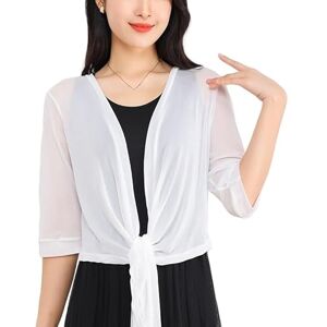 LIUYUYOUGO Summer Cardigans For Women Uk, Women Sexy Sheer Cardigan 3/4 Sleeve Open Front Summer Lightweight Waterfall Cardigan Elegant Plain Shawl Shrug Jacket Casual Business Mesh Cover Up For Dre