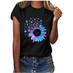 Generic Short Sleeve Blouse for Women UK Sunflower Print Crewneck Tops Ladies Summer Baggy T Shirts Casual Dressy Going Out Tunics