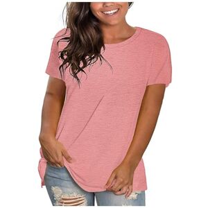 Summer Deals! Warehouse Deals! T-Shirt for Women Plain Ladies Tops Summer Short Sleeve Crew Neck Tee T-Shirts Basic Tops Womens Solid Color Pullover Tunic Tops Ladies Blouses & Shirts Loose Fit Holiday Top for Daily Wear,Multicolor