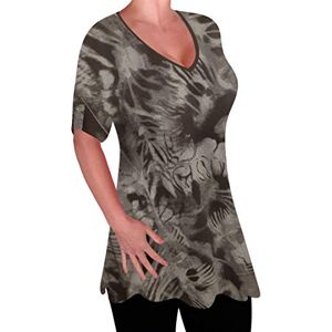 Eyecatch - Denver Womens Print V Neck Blouse Tunic Ladies Swing Flared T-Shirt Top Brown Size 18