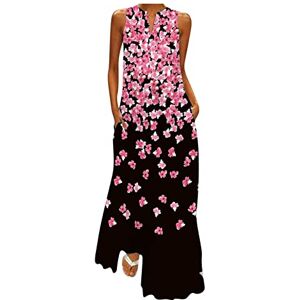 Lomhmn Workout T Shirt Tops for Men 2024 New Tops Print with Pockets Women Dress Maxi Sleeveless V Neck Summer Dress Party Women's Dress Tunic Men (Pink, XXXXL)