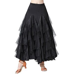 Cuctuo Womens Large Swing Tulle Skirts Layered Frilly Tutu Skirts Elastic Waist A-line Midi Long Skirts Ballet Prom Party Skirts Performance Skirts Black