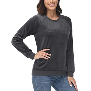 Feixun KEFITEVD Ladies Crew Neck Sport Pullover Long Sleeve Sweatshirts Velvet Fleece Warm Tops Windproof Sweater,Black,XL