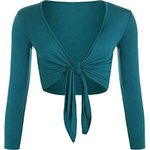 STAR FASHION Women Long Sleeves Shrugs Tie Up Open Front Top Ladies Summer Crop Bolero Cardigan Dress Teal 12-14