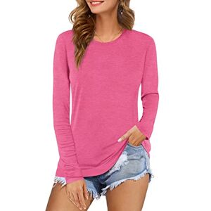 Beluring Womens Shirt Casual Long Sleeve T Shirt Basic Round Neck Tunic Pink Size 22 24
