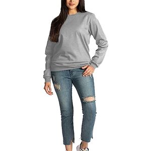 Be Jealous Fashion Star Womens Plain Fleece Sweatshirt Round Neck Long Sleeve Baggy Pullover Top Plain Sweatshirt Grey Small (UK 8)