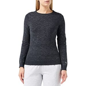 Puma Women's W Crewneck Sweater Pullover, Black Heather, S