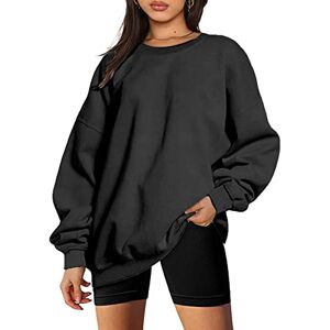 NEYOUQE Sweatshirts Womens Long Sleeve Crew neck Pullover Ladies Jumpers Fleece Sweatshirts for Women Uk Black L