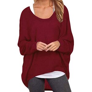 ZANZEA Sexy Women Loose Solid Irregular Long Sleeve Baggy Jumper Casual Tops Blouse T-Shirt Wine Red L