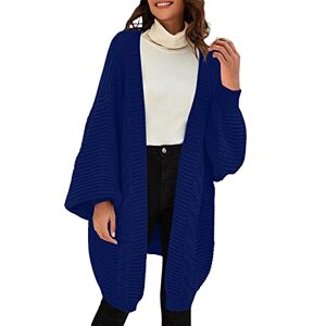 TUDUZ Women Cardigans Long Sleeve Chunky Cable Knitted Sweater Casual Baggy Open Front Boyfriend Cardigan Jumper Solid Color Lantern Sleeve Knitwear Outwear(Blue,S)