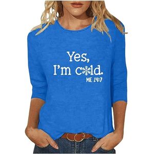 Warehouse Clearance Bargains Sale Uk Womens Clothes Sale Clearance Black Friday & Cyber Monday Deals ladies sale clearance Yes I'm Cold Shirt for Women UK Sale Clearance Womens 3/4 Length Sleeve Tops Funny Letter Print Sarcastic Tee Shirts Casual Loose Cr