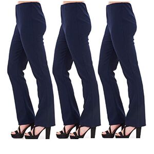Private Romaans Ladies Bootleg Trouser (Pack of 3) Stretch Pull ON Trousers Ribbed Women Bootcut Elasticated Waist Pants Work WEAR Bottoms Plus Sizes 8-26 (as8, Numeric, Numeric_10, Regular, Regular, 3 Navy)