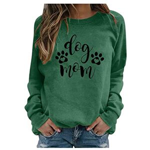 Plus Size Tops 0706b48484 Womens Tops Casual Womens Long Sleeve T Shirts Round Neck T Shirts for Women Women Dog Paw Print Tops Shirt Blouse Pullover Positioning Dog Mom Dog Paw Sweater Green