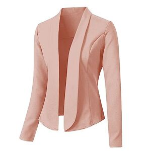 Trouser-Suit HAOLEI Womens Casual Work Office Blazer Open Front Long Sleeve Suits Jackets Work Office Blazer Suits Plain Solid Color Cardigan Business Formal Blazers Suit Womens Lightweight Outwear Outfit Pink