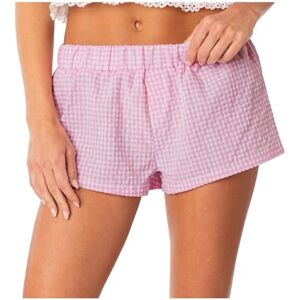 KaloryWee Summer 2024 Women's Plaid Lounge Shorts Elastic Waist Striped Pajama Bottoms Soft Loose Gingham Boxer Shorts Casual Summer Shorts